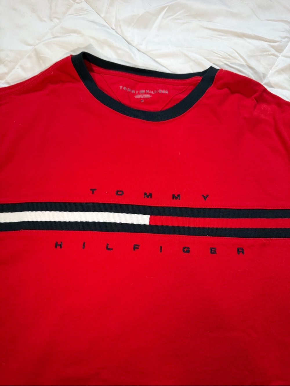 Tommy Hilfiger Men’s Red Logo Crewneck T-Shirt